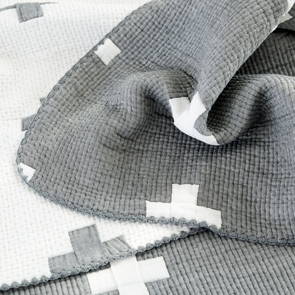 Triple Layer Modal Blanket in Grey & Cross
