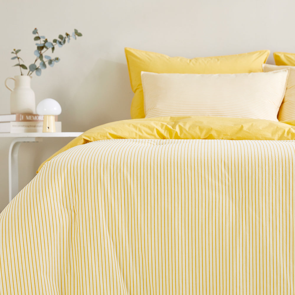SERO[세로] Stripe Yarn-dyed Percale Comforter Set - Yellow (All-Season)