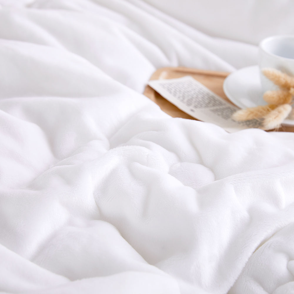 [Bundle] Harmony 3mm Microfiber & Percale Cotton Comforter & Pad Set - White&Ivory