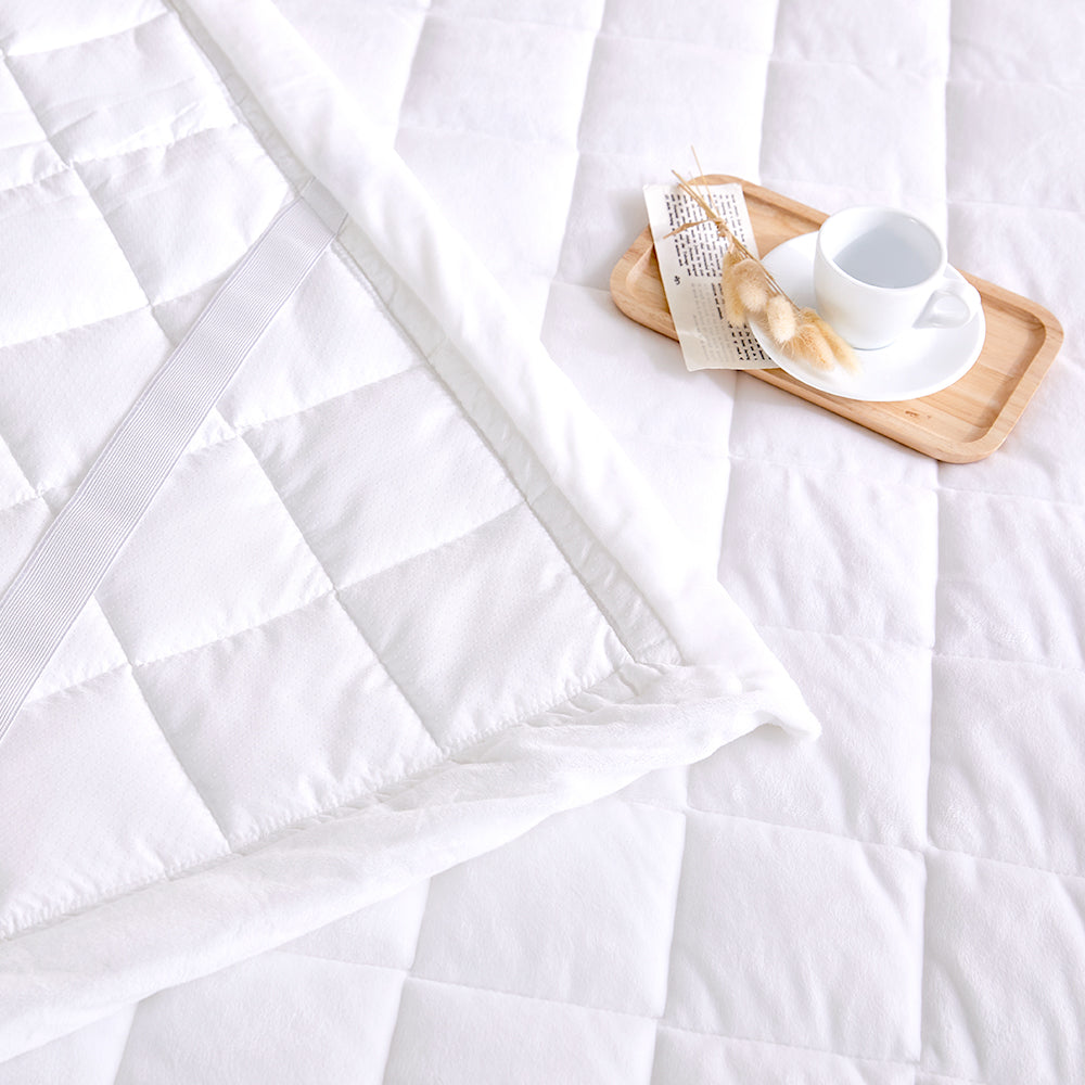 [Bundle] Harmony 3mm Microfiber & Percale Cotton Comforter & Pad Set - White&Ivory
