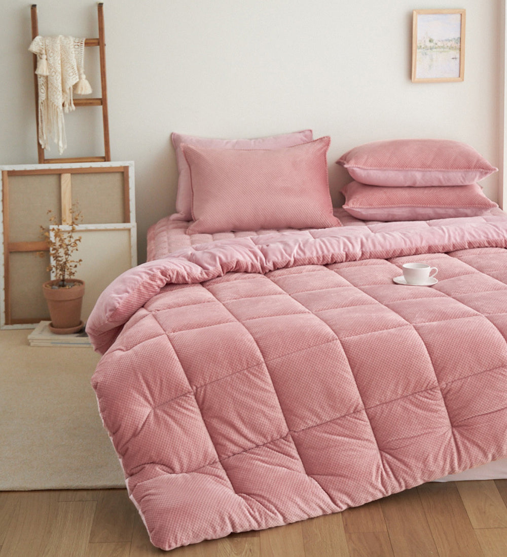 Solid & Flower Microfiber Comforter Set