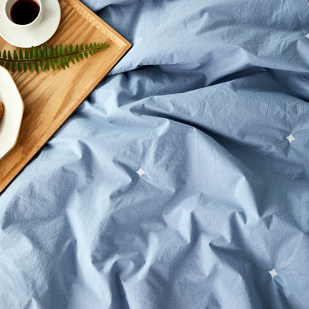[12th Restocked] High-Density Percale Cotton Comforter Set in Sky Blue