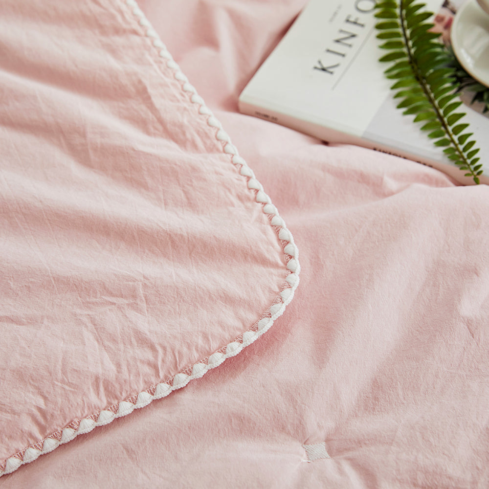 [12th Restocked] High-Density Percale Cotton Comforter Set in Light Pink