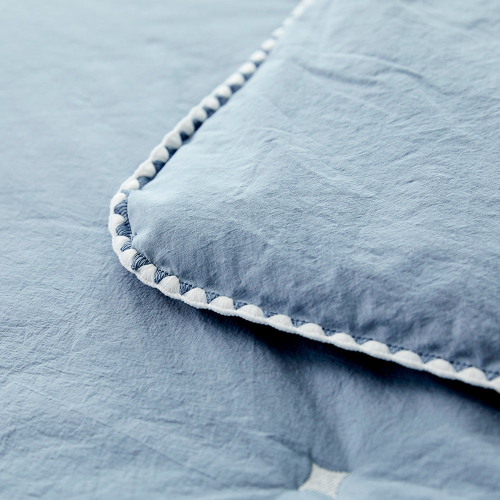 [12th Restocked] High-Density Percale Cotton Comforter Set in Sky Blue