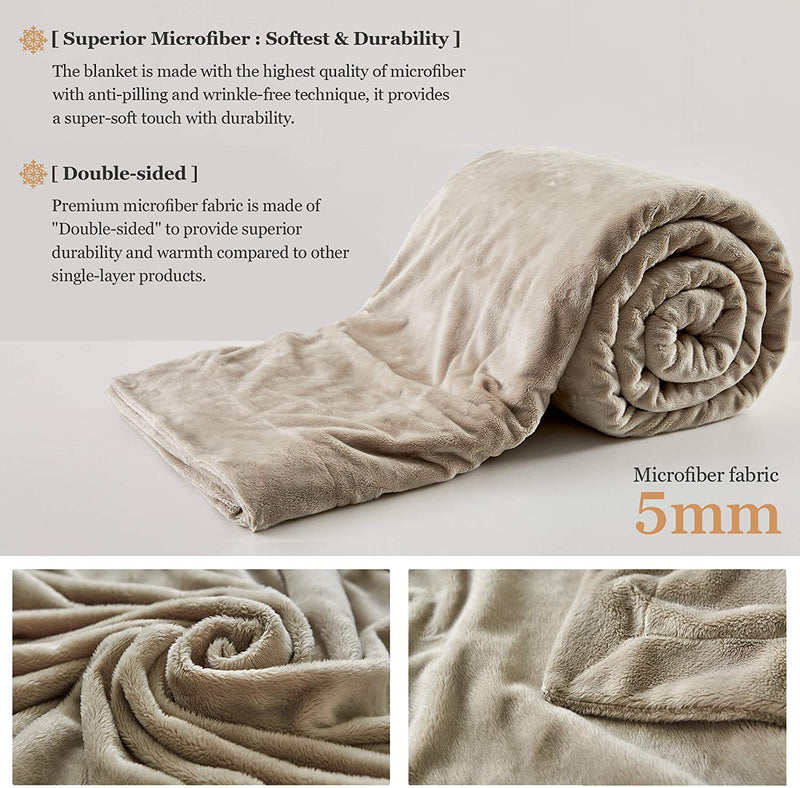 Premium Microfiber Fleece Blanket - Beige