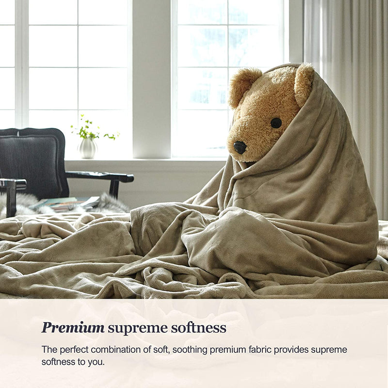 Premium Microfiber Fleece Blanket - Beige