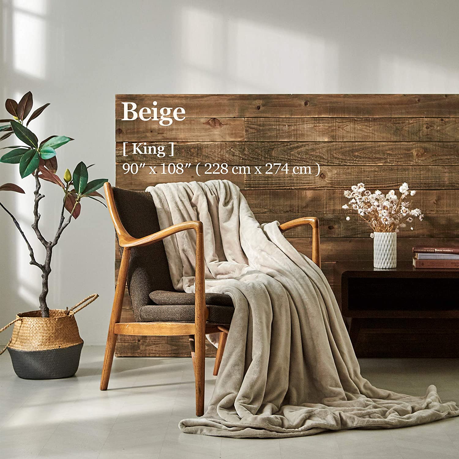 Premium Microfiber Fleece Blanket - Beige