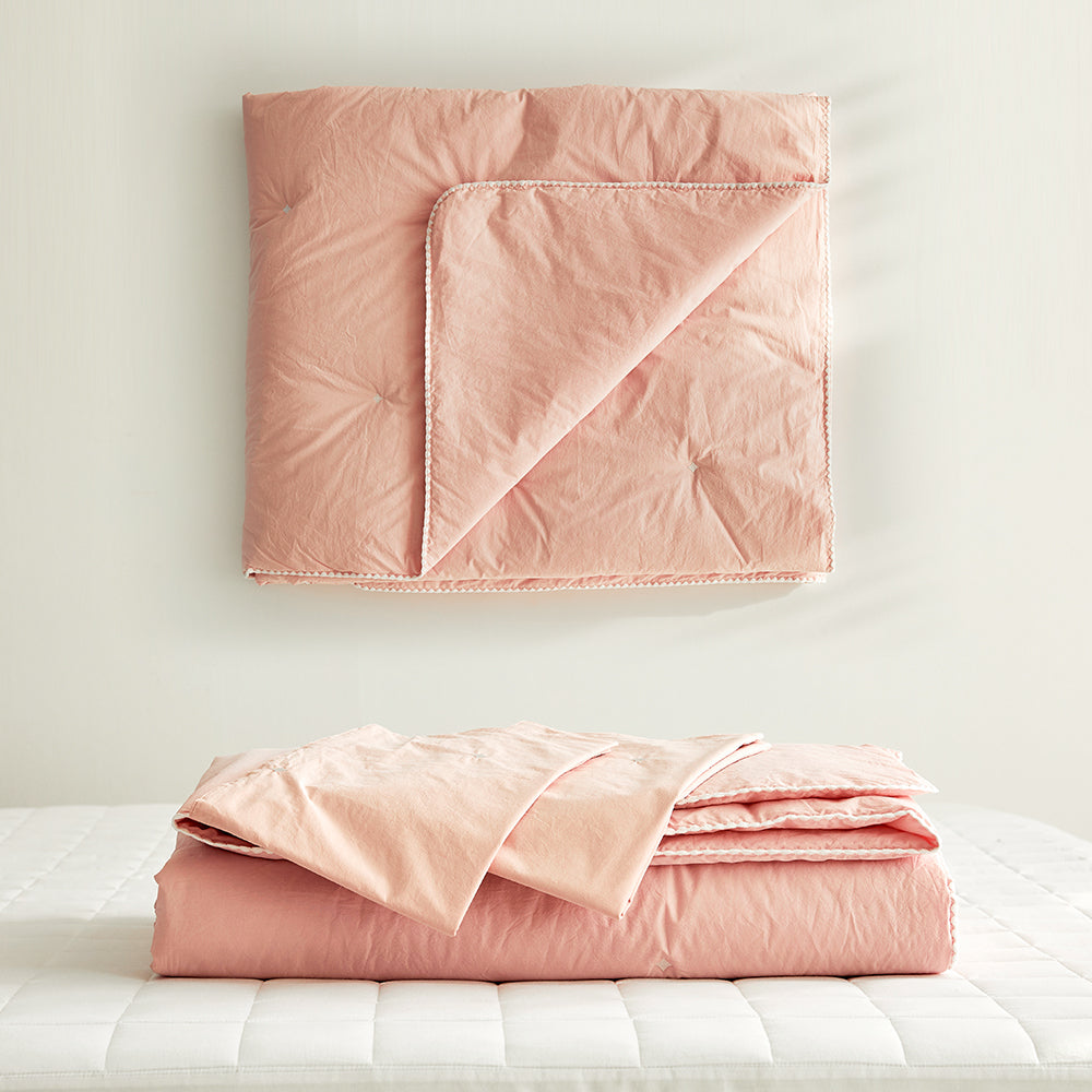 [12th Restocked] High-Density Percale Cotton Comforter Set in Light Pink
