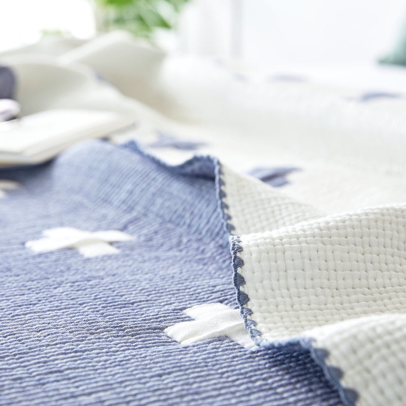 Triple Layer Modal Blanket in Blue & Cross