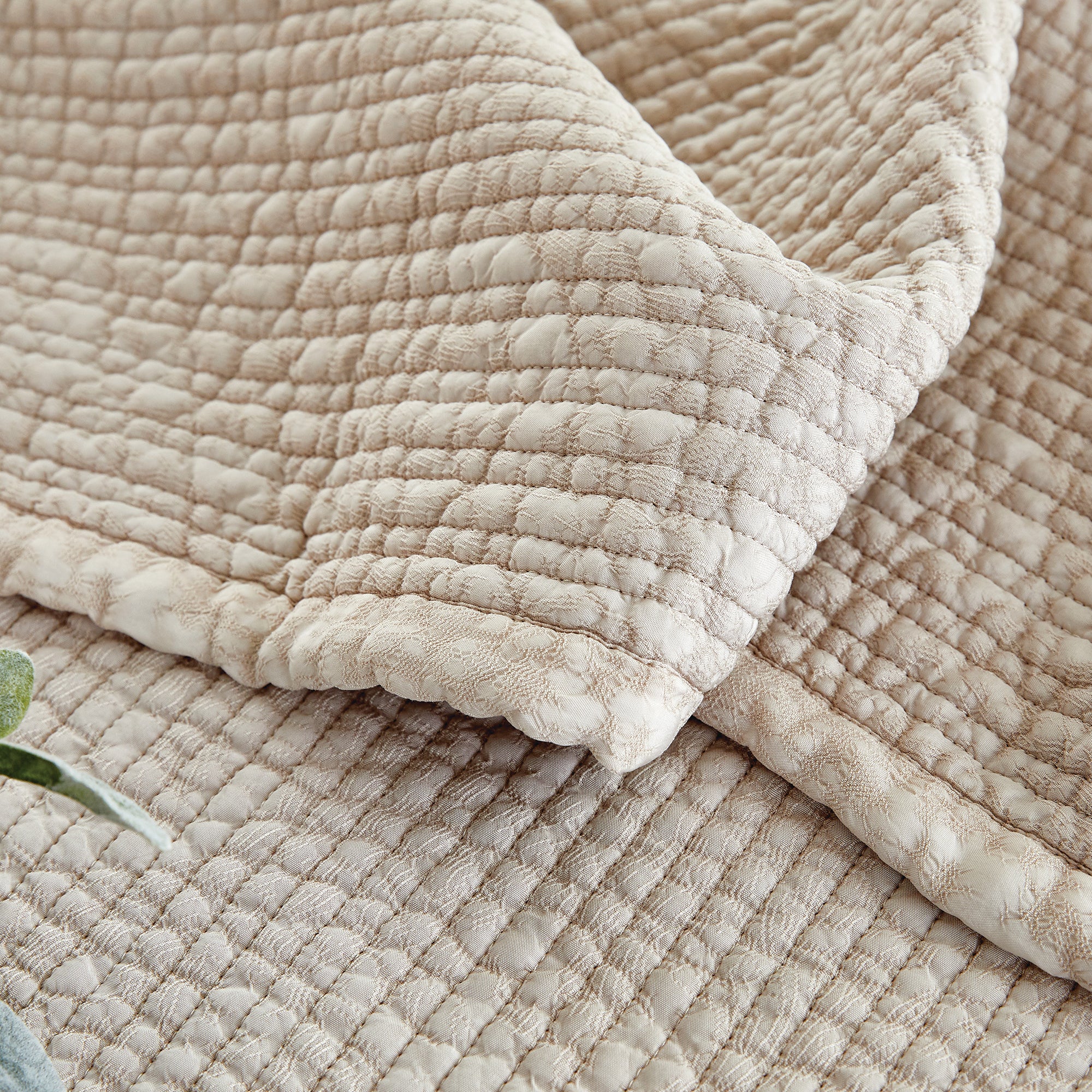 Viscose Rayon Quilt & Bedspread in Beige