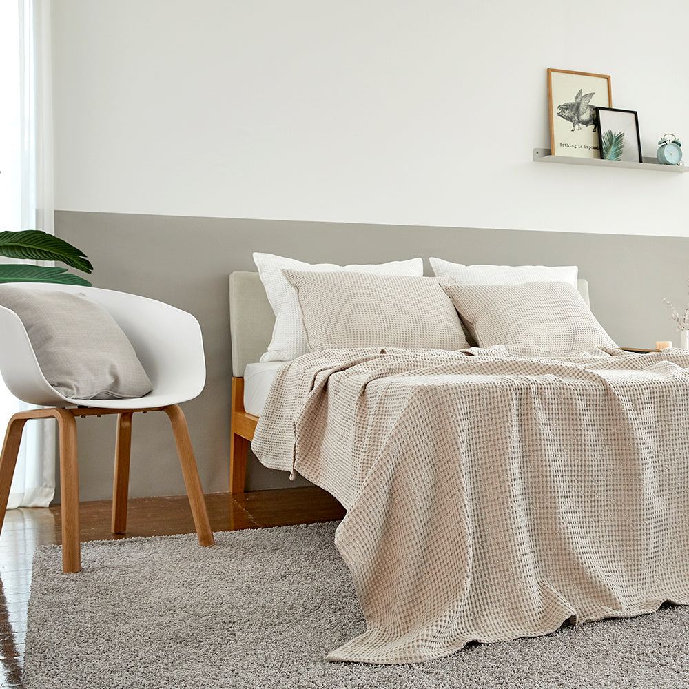 Natural Material Modal Waffle Blanket in Beige