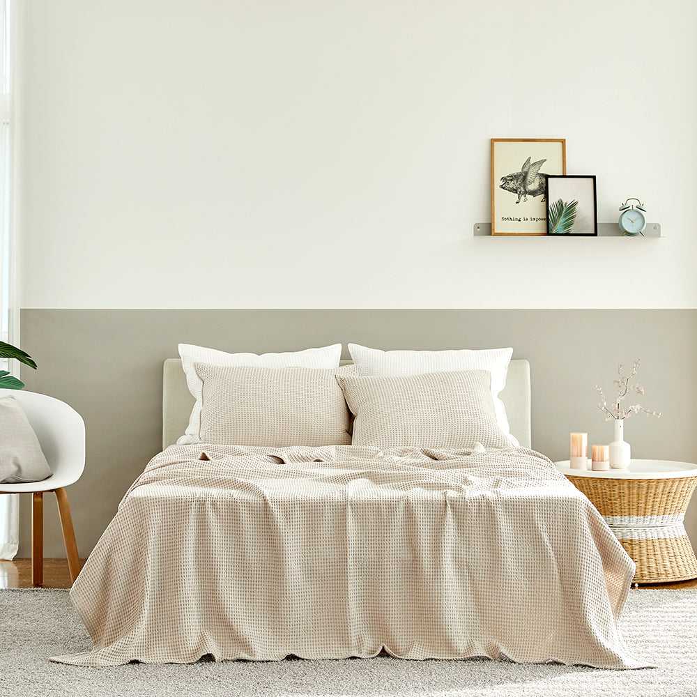 Natural Material Modal Waffle Blanket in Beige