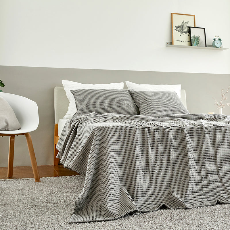 Natural Material Modal Waffle Blanket in Grey