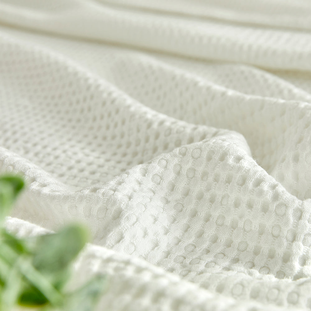 Natural Material Modal Waffle Blanket in Ivory