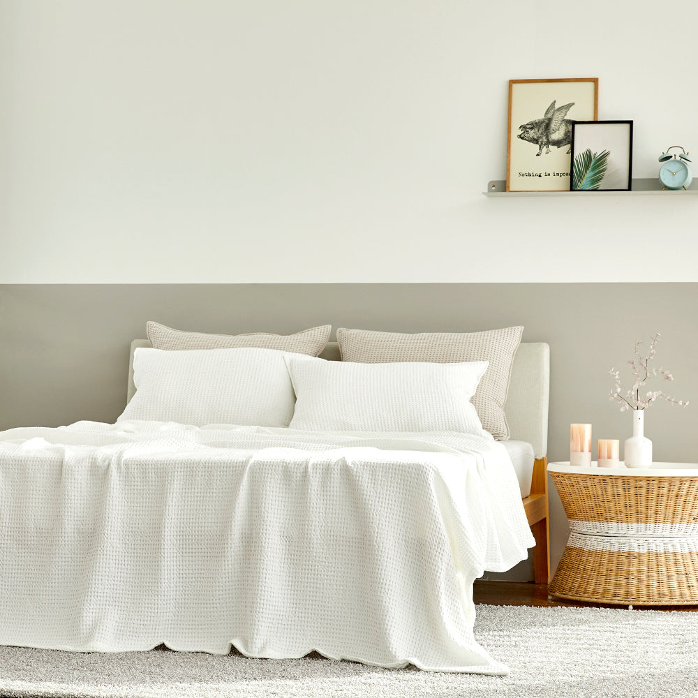 Natural Material Modal Waffle Blanket in Ivory