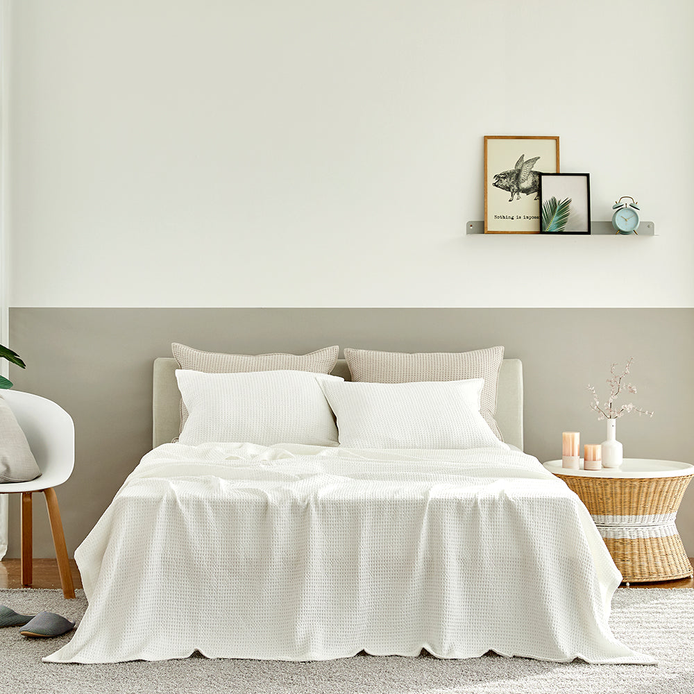 Natural Material Modal Waffle Blanket in Ivory