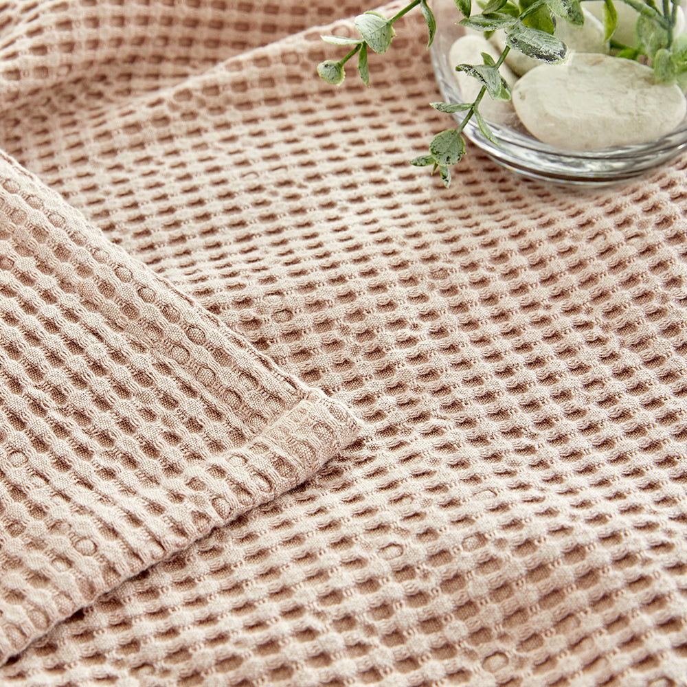 Natural Material Modal Waffle Blanket in Light Pink