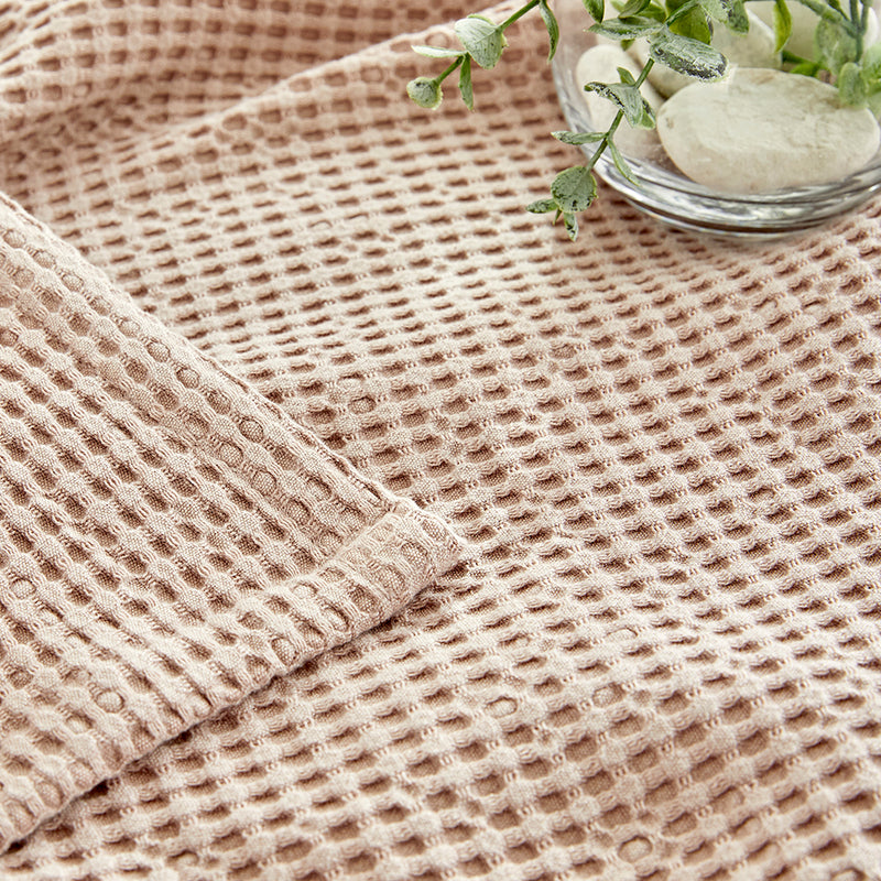 Natural Material Modal Waffle Blanket in Light Pink