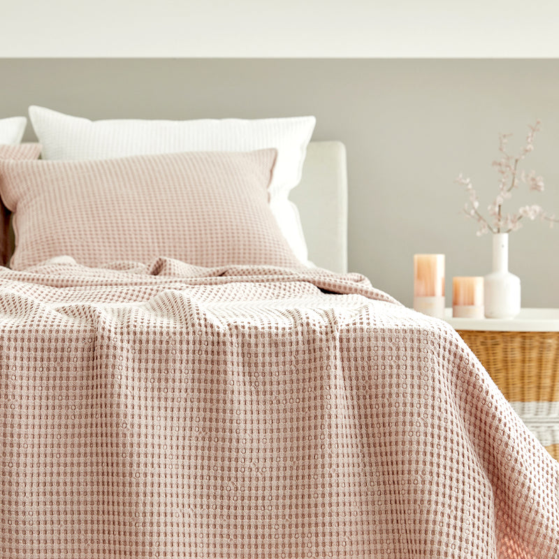 Natural Material Modal Waffle Blanket in Light Pink
