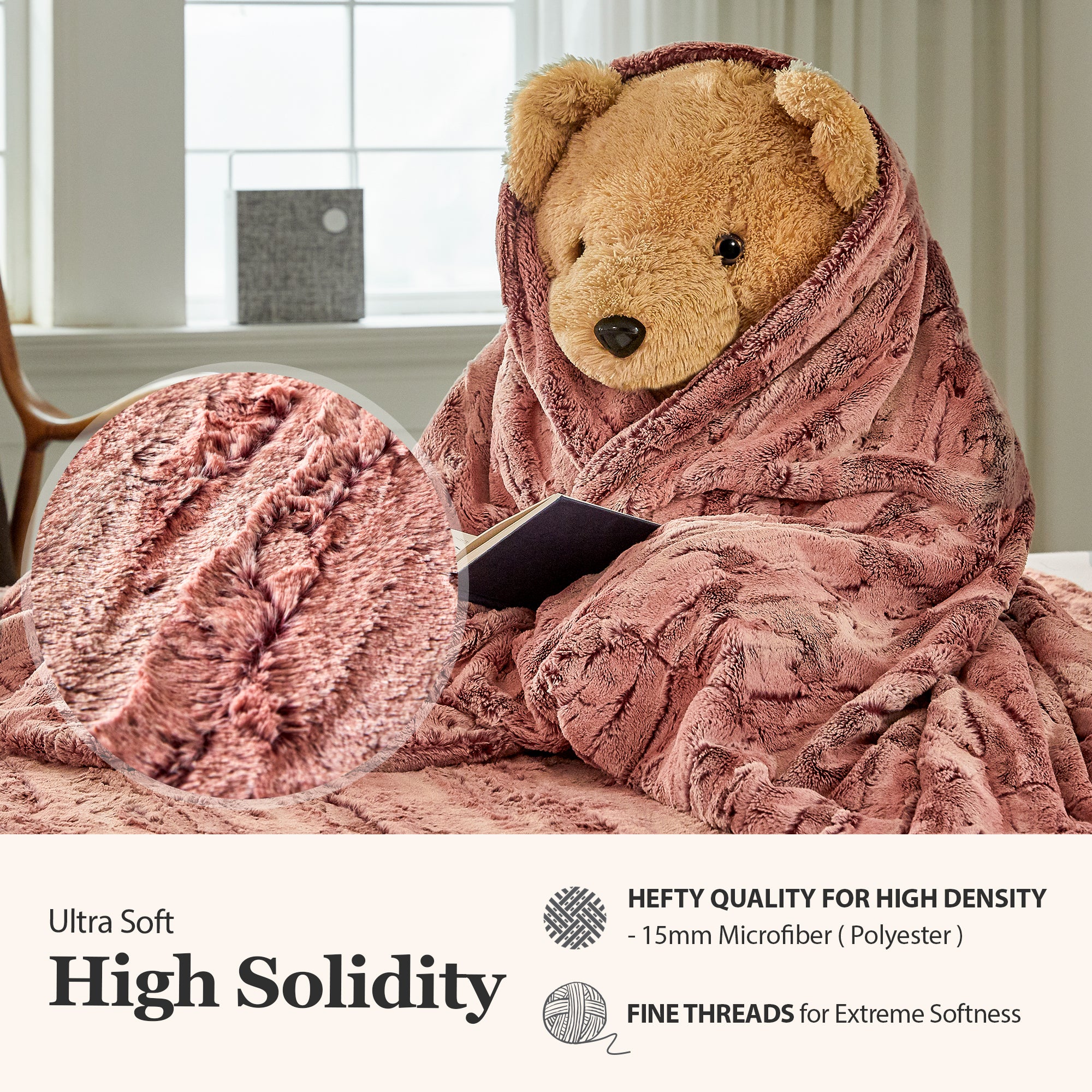 Premium Faux Fur Minky Blanket -  Dusty Rose