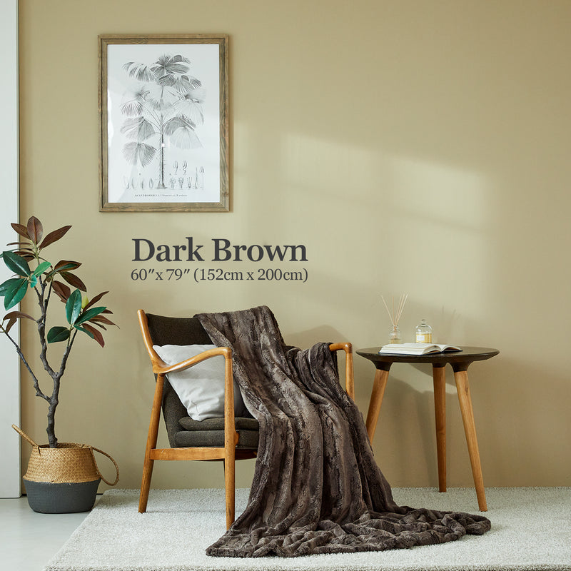 Premium Faux Fur Minky Blanket -  Dark Brown