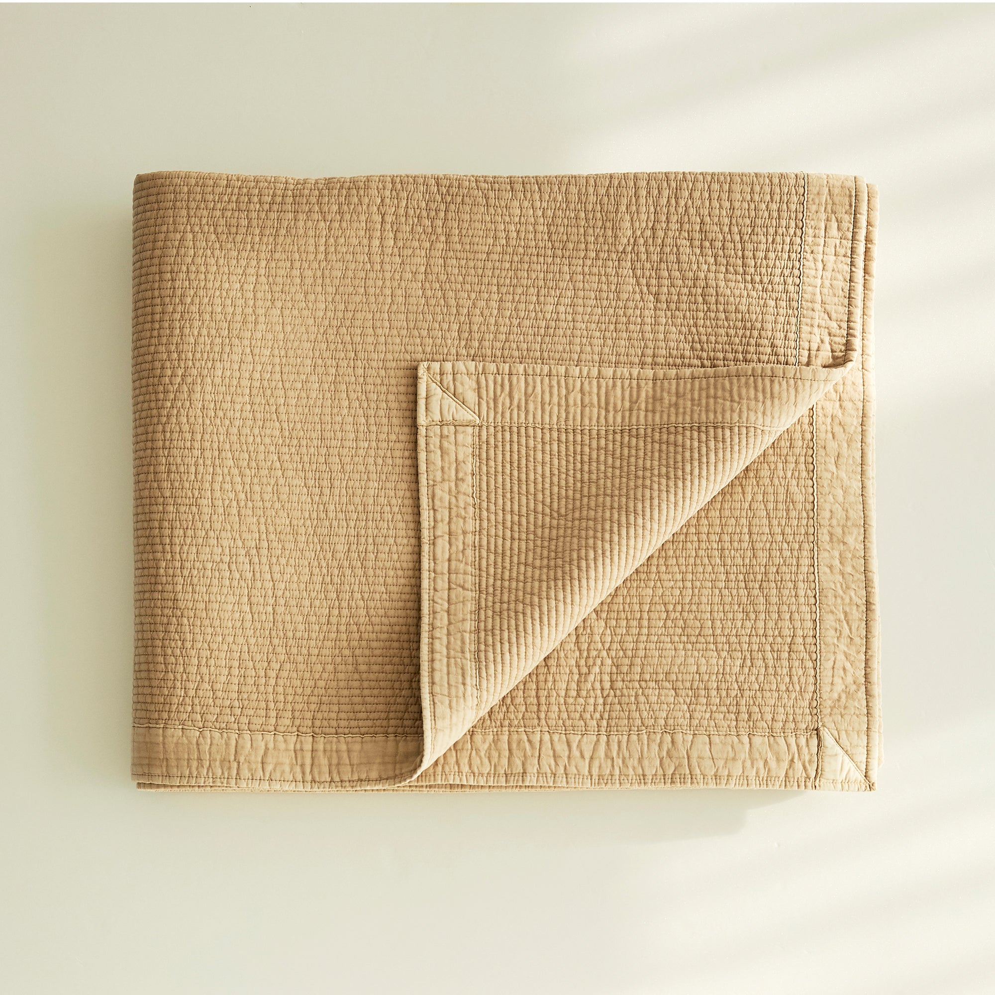 Pure Cotton Line Quilt Set in Beige