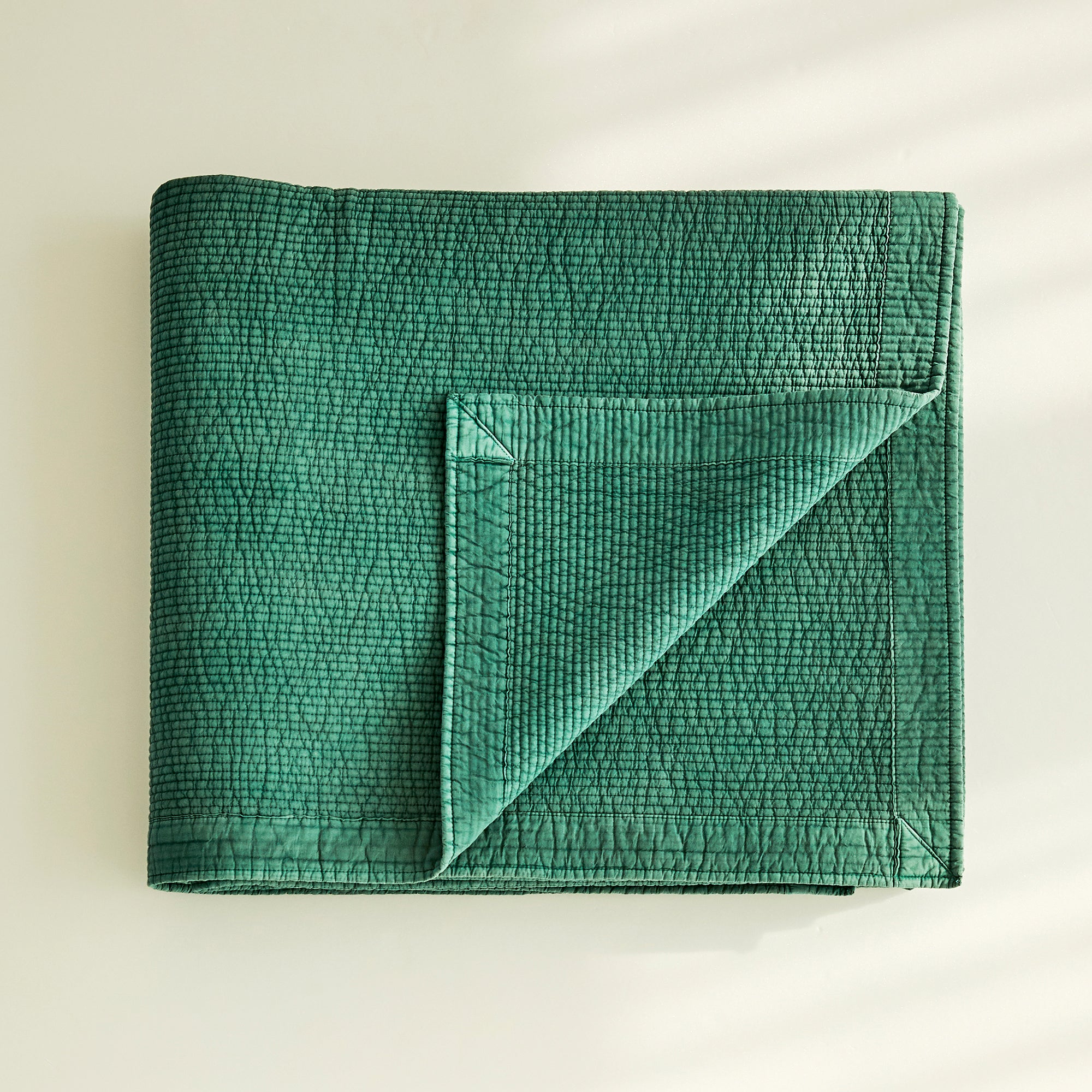 Pure Cotton Line Quilt Set in Forest Green