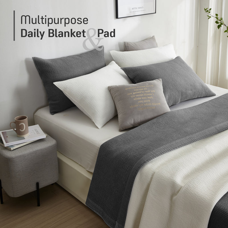 Pure Cotton Line Quilt Set in Grey