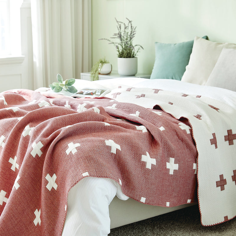 Triple Layer Modal Blanket in Pink & Cross