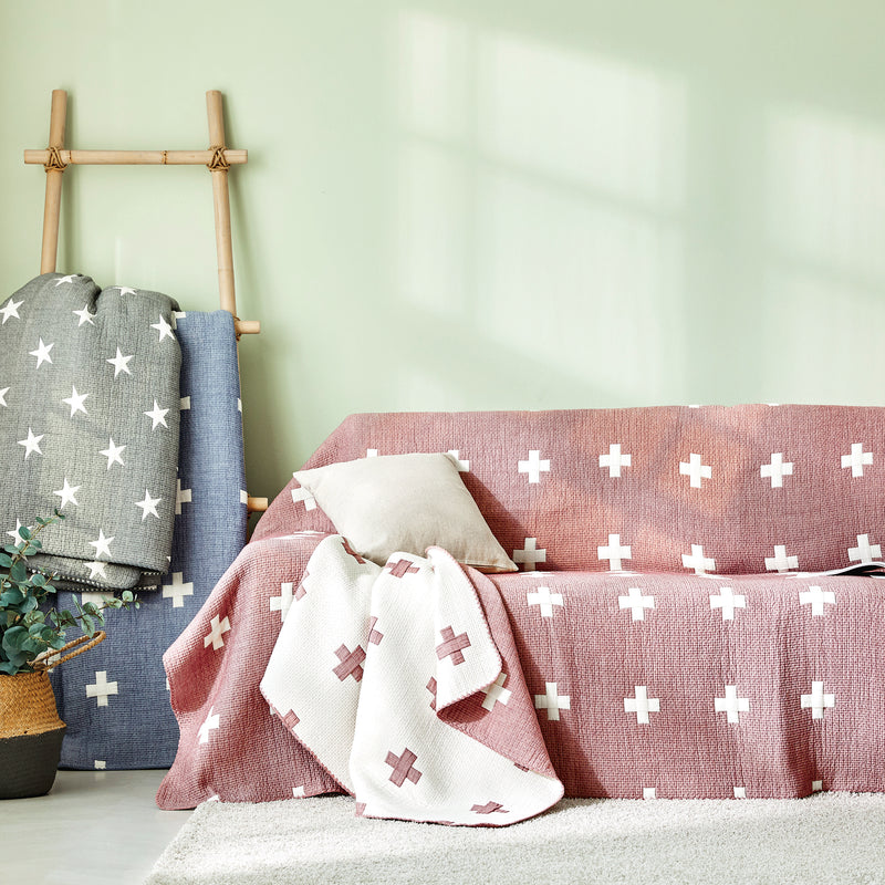 Triple Layer Modal Blanket in Pink & Cross