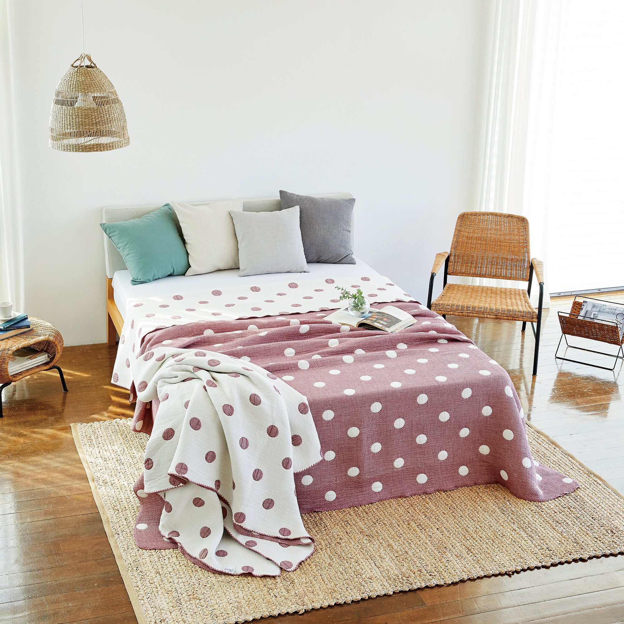 Triple Layer Modal Blanket in Pink & Polka Dot