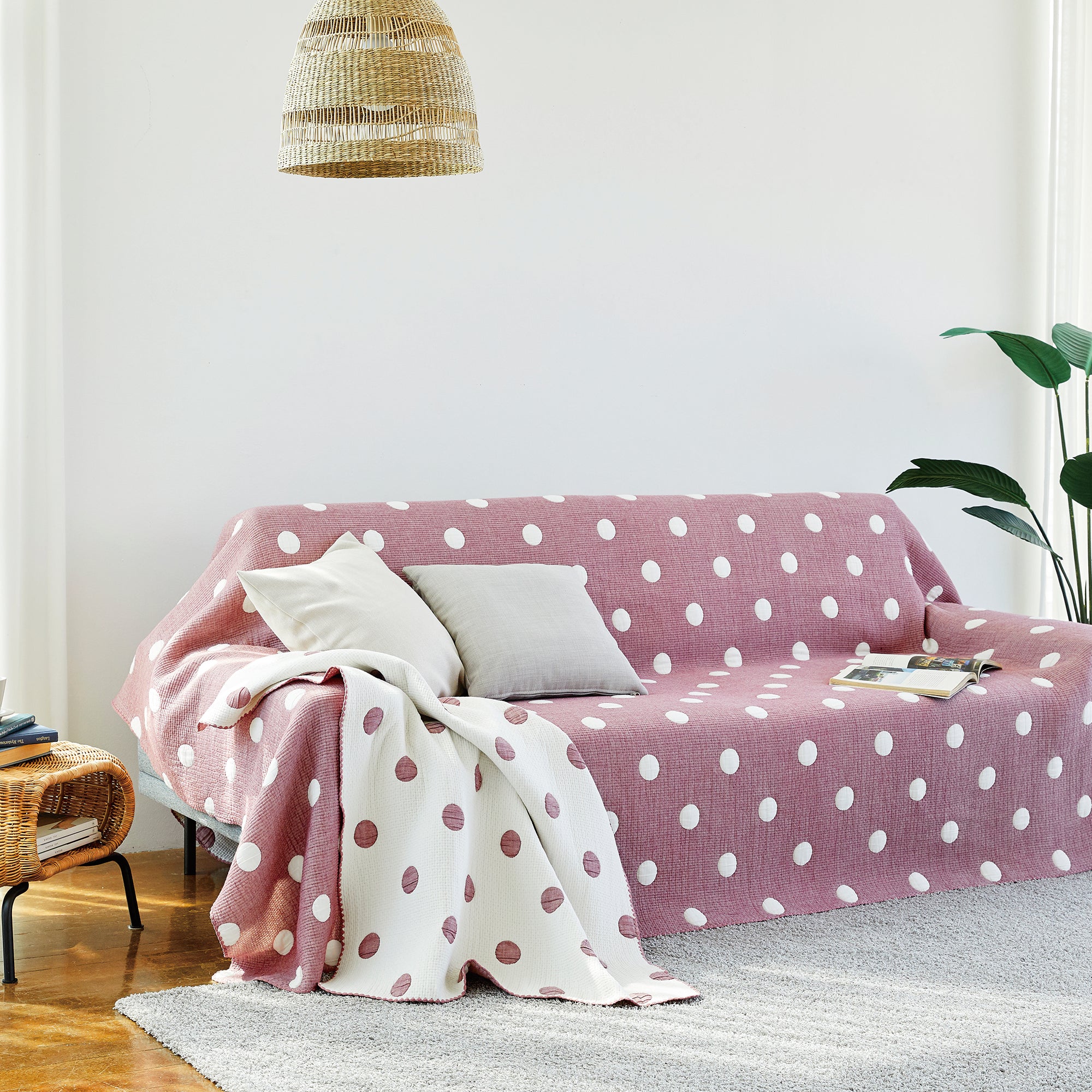 Triple Layer Modal Blanket in Pink & Polka Dot