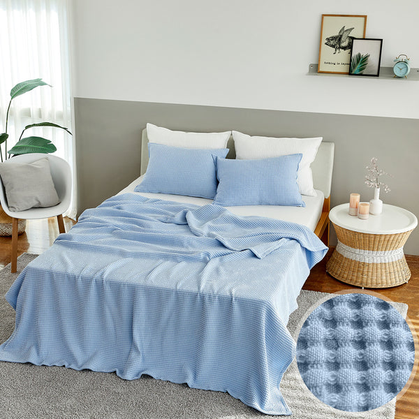 Natural Material Modal Waffle Blanket in Sky Blue