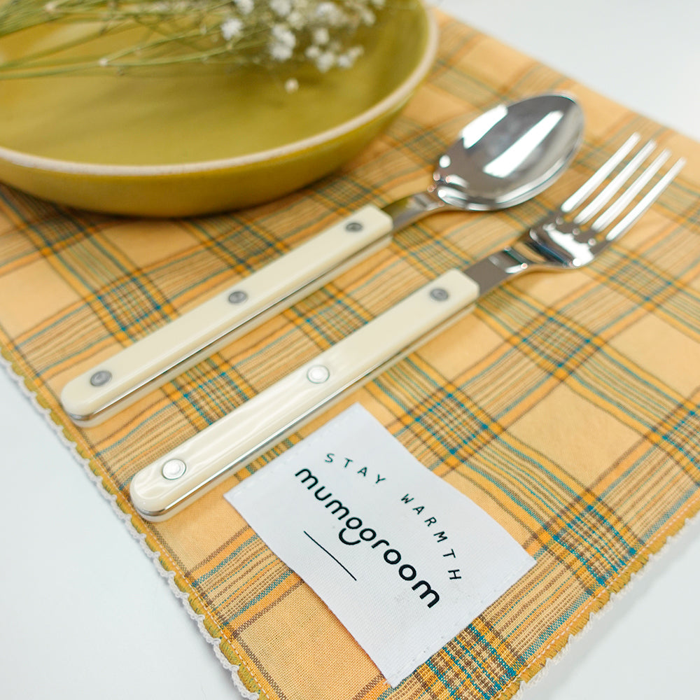 Sweet Pastel Check Place Mat, Dish Cloth ( Yellow, Pink, Light Green)