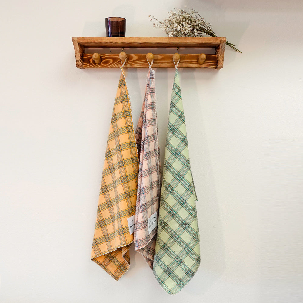 Sweet Pastel Check Place Mat, Dish Cloth ( Yellow, Pink, Light Green)